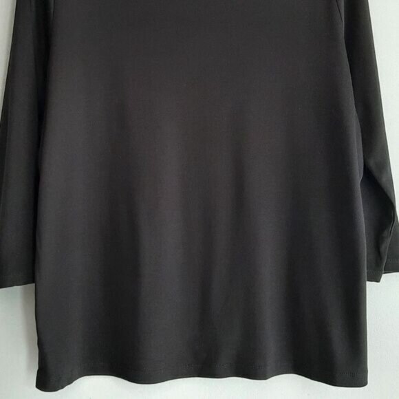 TALBOTS Boat Neck Soft Supima Cotton Blend Black Long Sleeve Tee Sz XL Petite - Picture 3 of 9